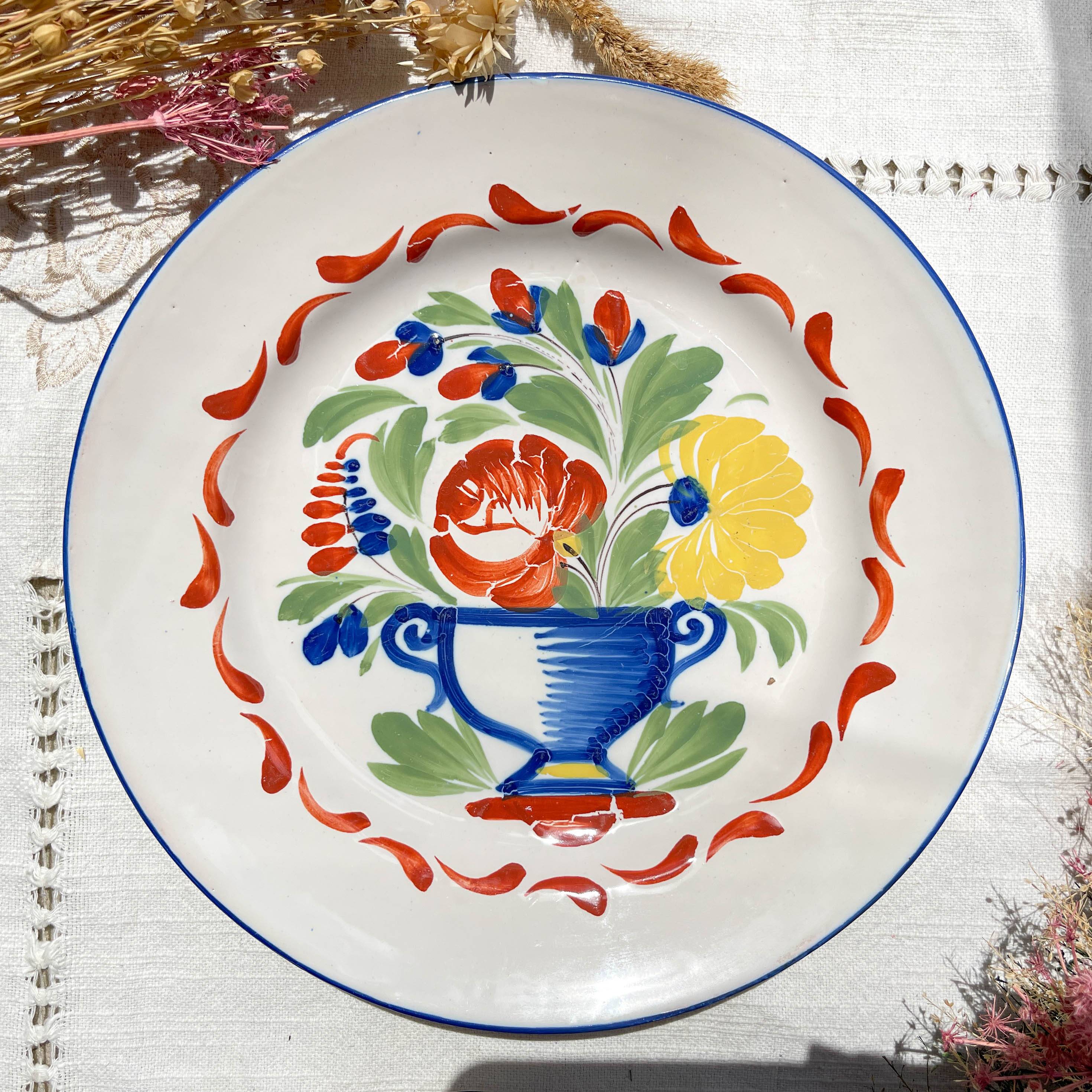 2 St Clement Luneville plates, 19th century, floral pattern