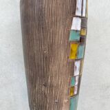 Vintage ceramic vase with abstract decor, Vallauris circa 1960