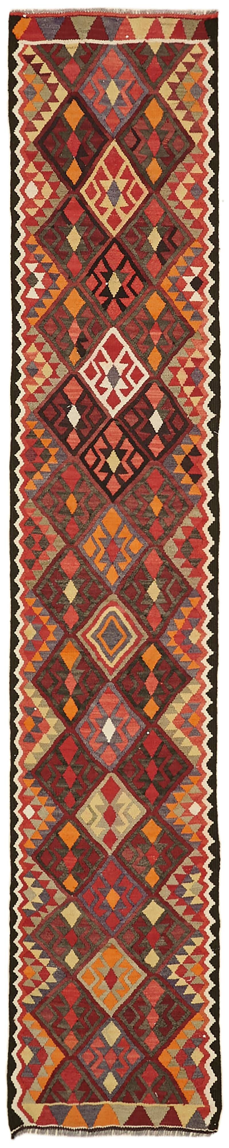 Turkish Handwoven Vintage Herki Kilim 80 cm x 400 cm