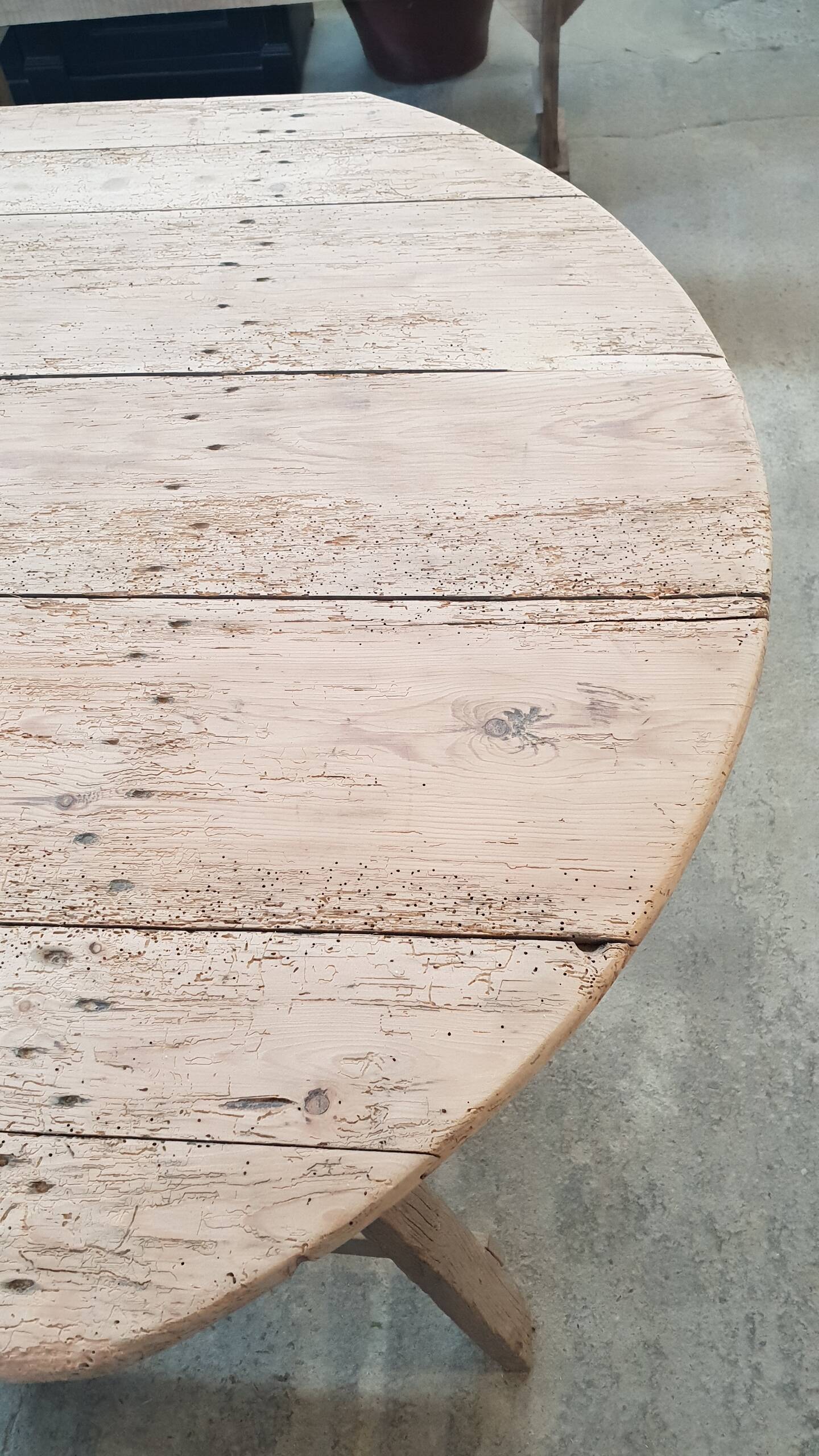 Old table on trestles