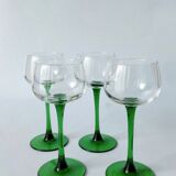 4 Verres à pied à vin alsacien vert
