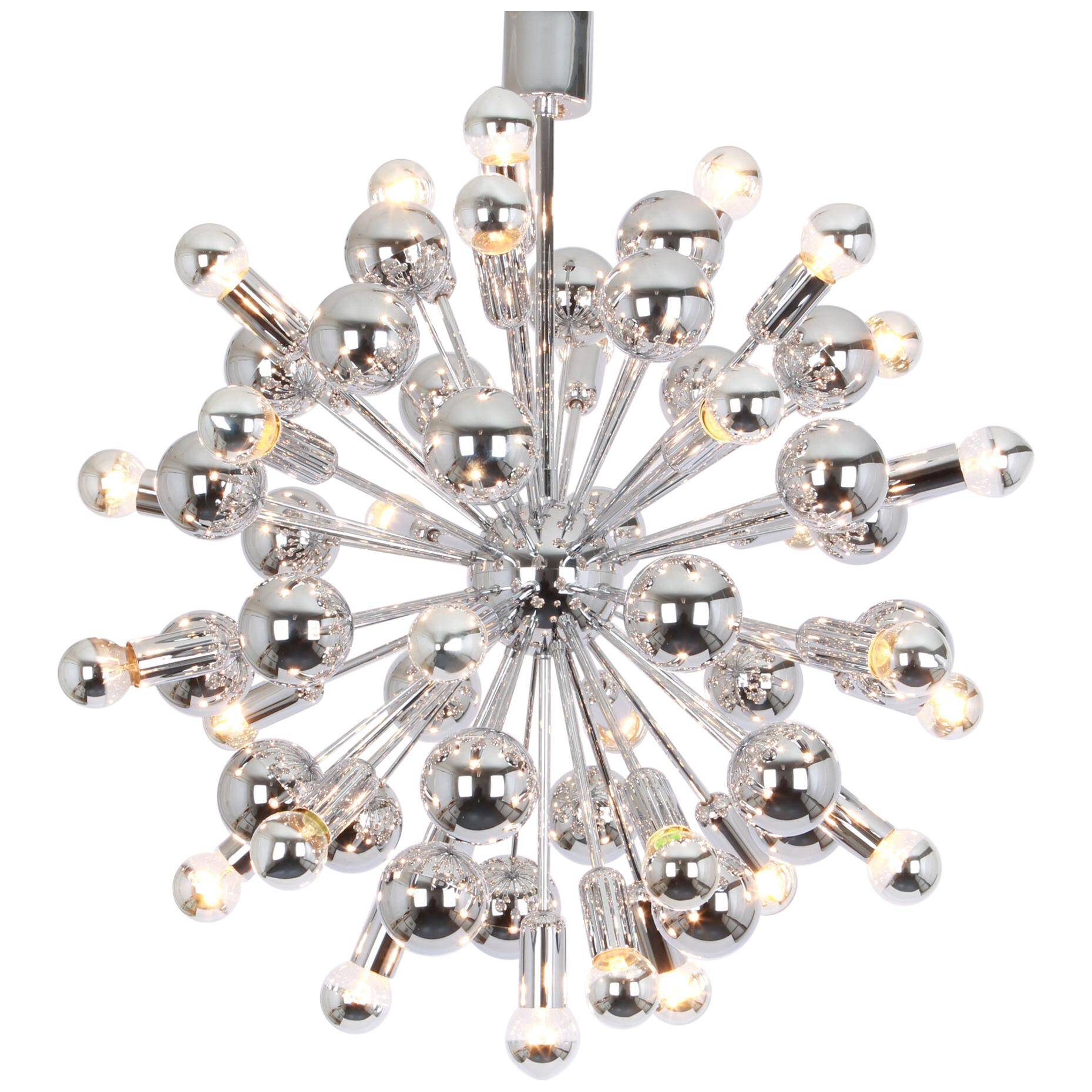 Grand Sputnik chrome chandelier in space style by Cosack, Germany, 1970s.