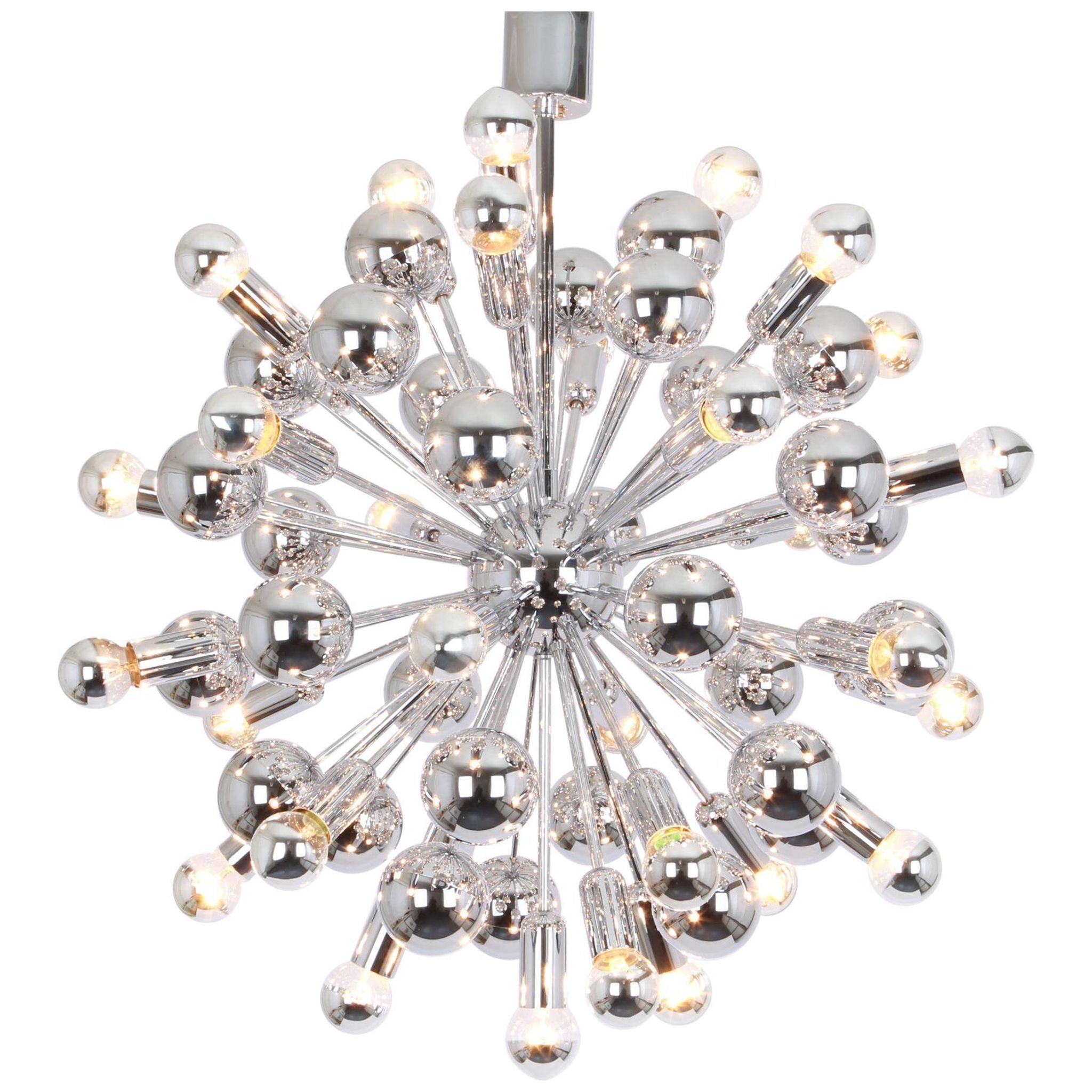 Grand Sputnik chrome chandelier in space style by Cosack, Germany, 1970s.