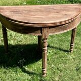 Antique round folding table - stripped - ideal for small spaces