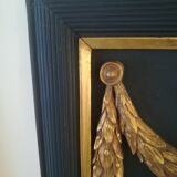 Trumeau louis XVI style mirror in black and gold stucco