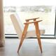 Fauteuil Lounge Vintage Crème Blanche Tissu Bois Naturel Design Scandinave