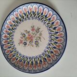 Assiette faïence peinte à la main, bouquet fleuri