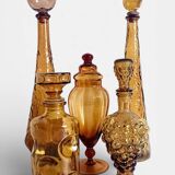 Empoli Amber Glass Decanter Set by Wayne Husted, Handmade in Italy
