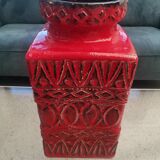 Large BAY Keramik Floor Vase 45 cm Red Vintage West Germany Bodo Mans