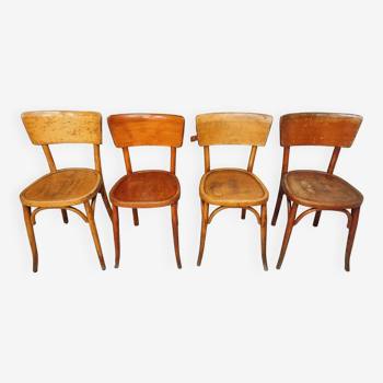 Ensemble de 4 chaises de café anciennes françaises