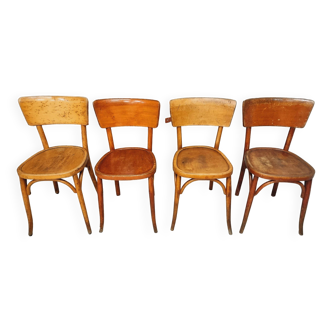 Ensemble de 4 chaises de café anciennes françaises