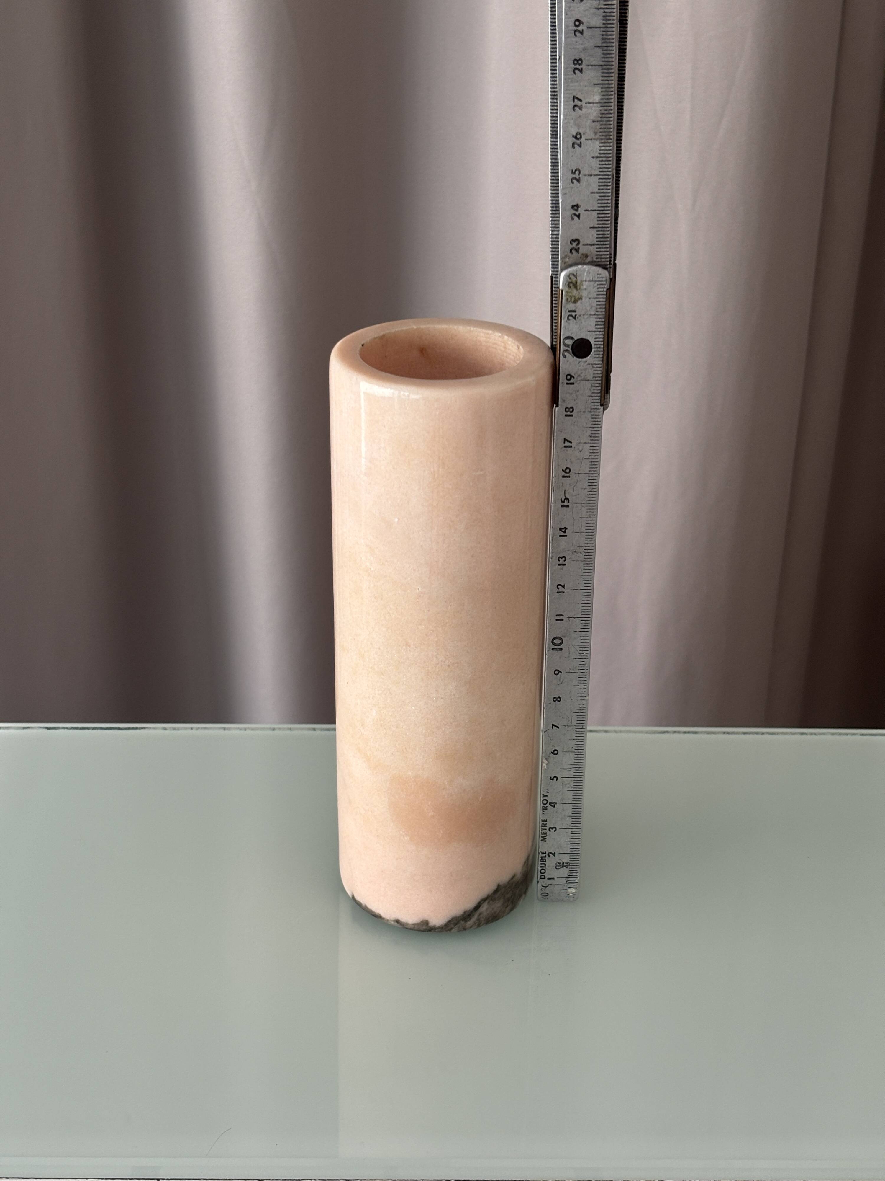 Vintage Pink Marble Cylinder Vase