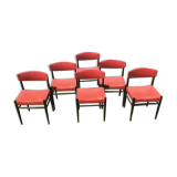 6 chairs year 70 imitation red leather