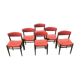 6 chairs year 70 imitation red leather