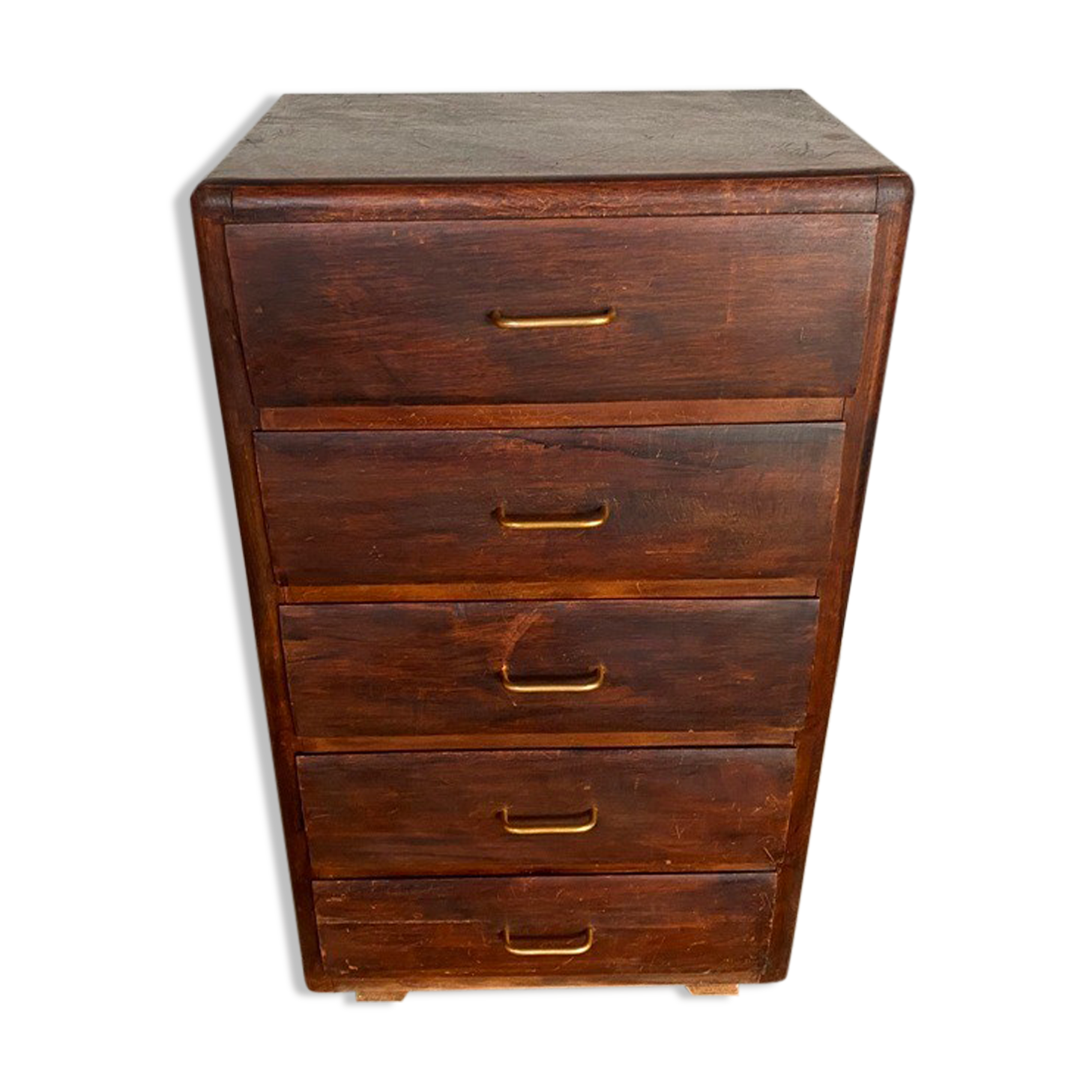 Storage cabinet with 5 drawers in white wood 50s