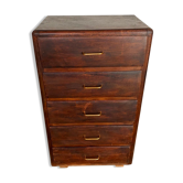 Storage cabinet with 5 drawers in white wood 50s