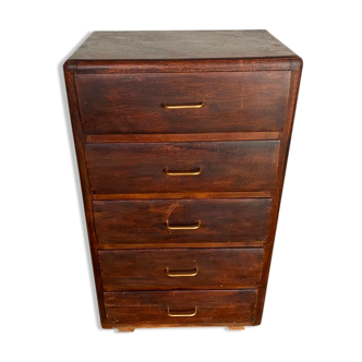 Storage cabinet with 5 drawers in white wood 50s