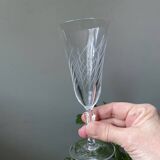 2 antique blown glass champagne flutes, tulip shape.