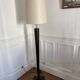 Wooden floor lamp - conical base and glass globe