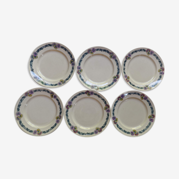 Lot 6 assiettes anciennes terre de fer Longchamp