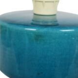 Italian Round Blue Ceramic Lamp Cracked 24cm