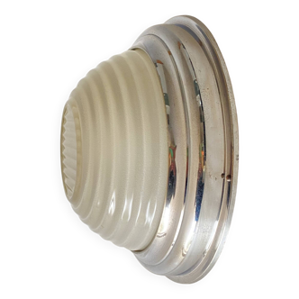 Wall light ceiling light glass metal chrome Holophane style