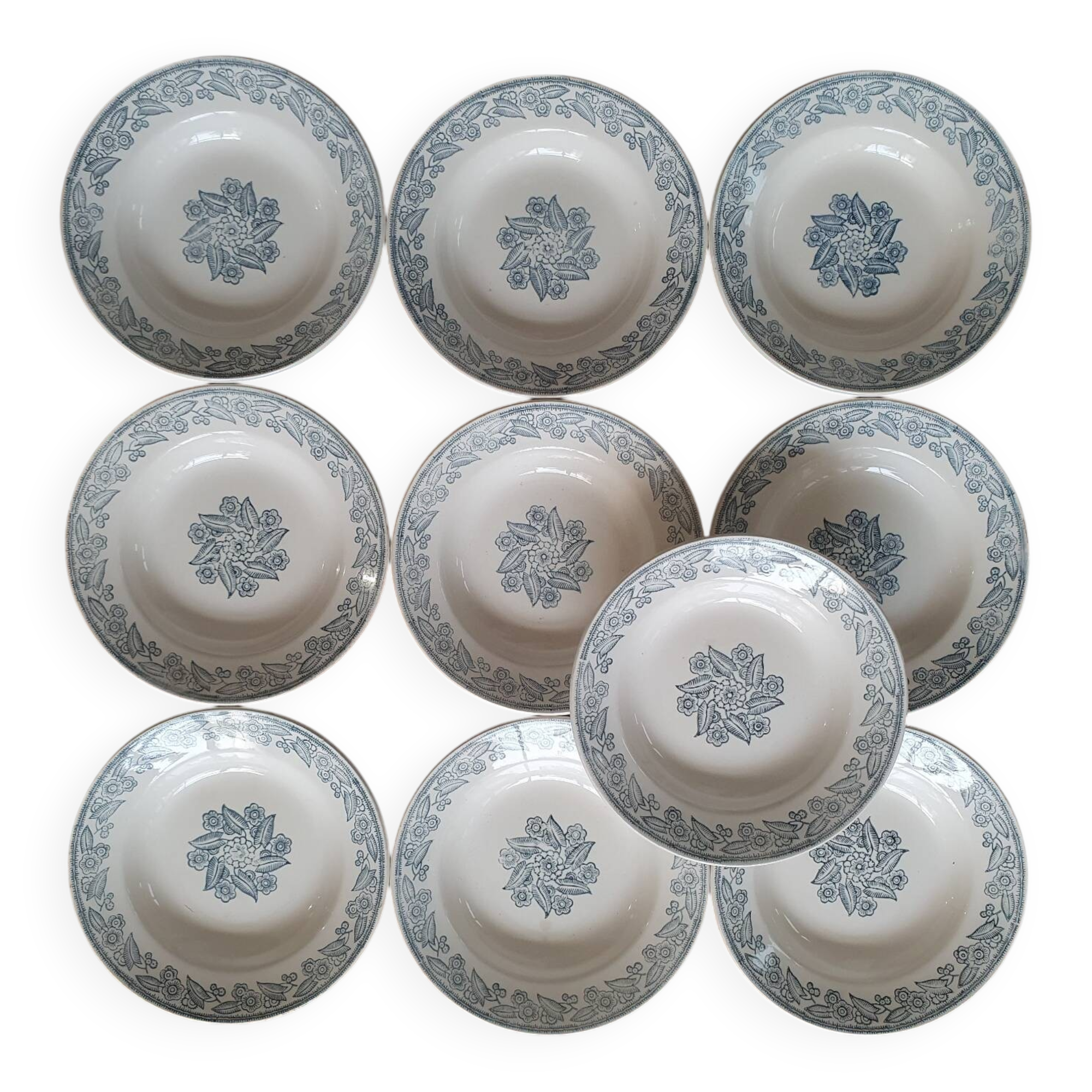 10 Terre de Fer soup plates, Longwy - Saintonge