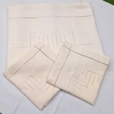 large embroidered thread sheet, 2m30x3m25, and its two matching pillowcases
