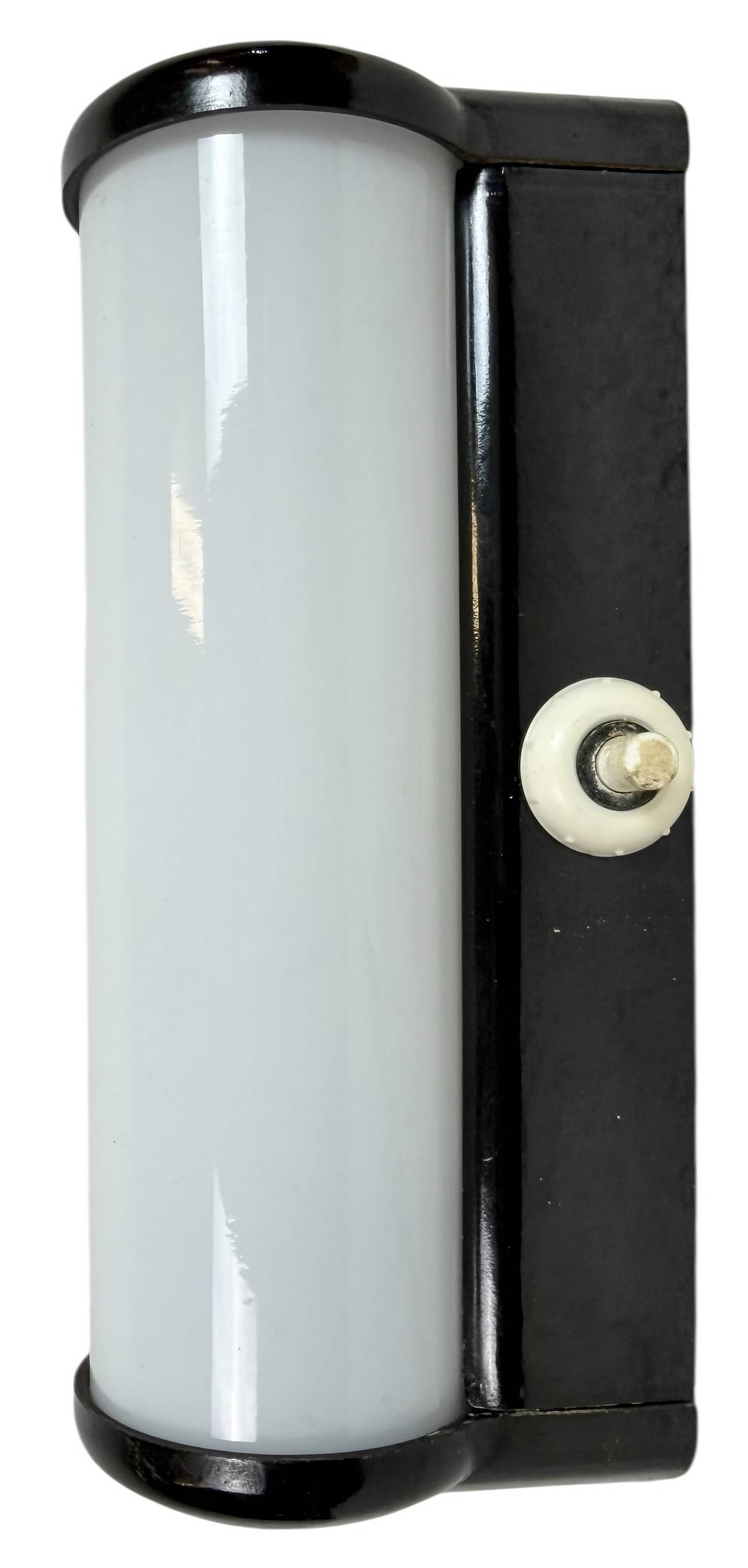 Industrial Brown Bakelite Wall Light with Milk Glass, 1950s