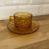 Set of 6 amber glass cups