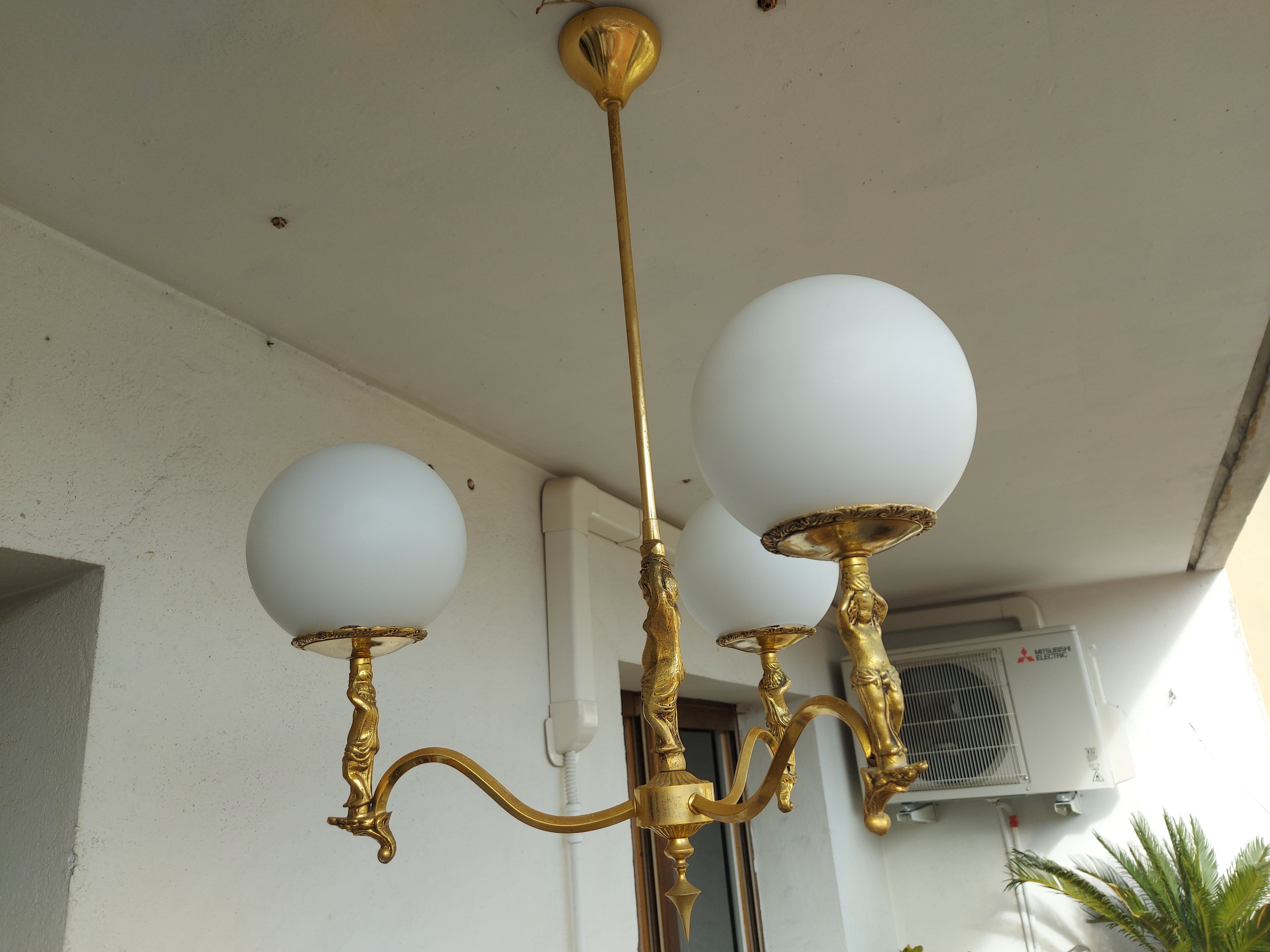 60'S vintage brass chandelier, Cherubin
