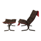 Westnofa patinated leather lounge chair with footrest, Norway 1960s