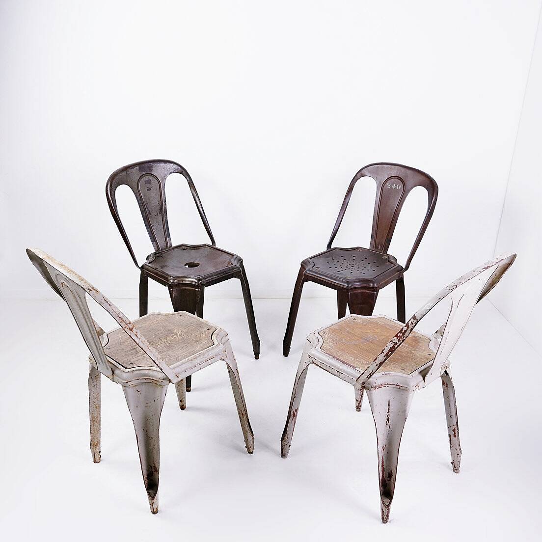 Stackable Industrial Bistro Chairs by Fibrocit of Belgium - Set of 4 - 1950s