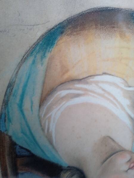 Pastel painting portrait young girl XIXth signed