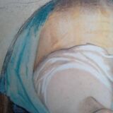 Tableau pastel portrait jeune fille XIXth signé