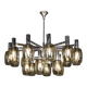20thC ITALIAN CHROME & SMOKED GLASS EIGHTEEN LIGHT CHANDELIER c.1970