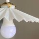Vintage pleated white opaline glass pendant light.