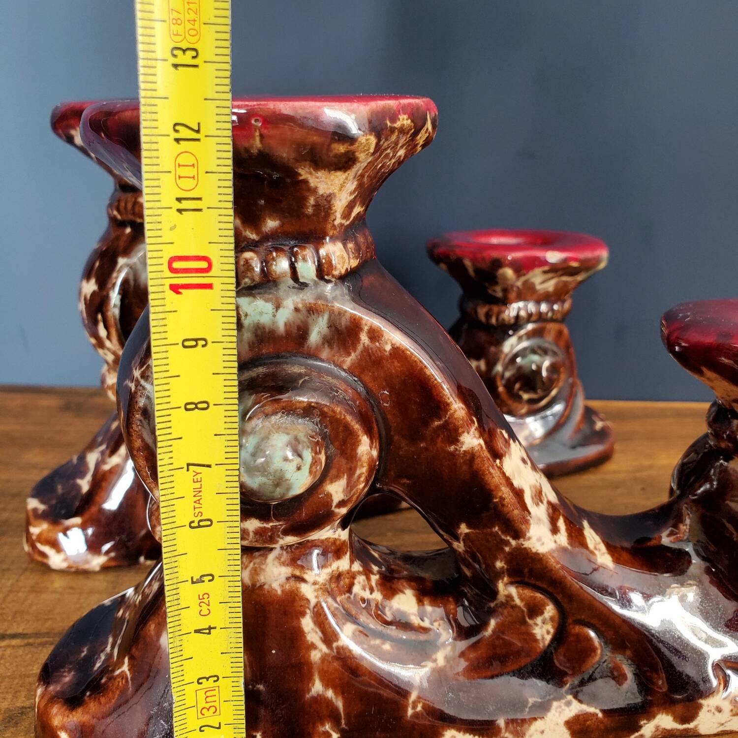 Pair of Fat Lava ceramic candle holders