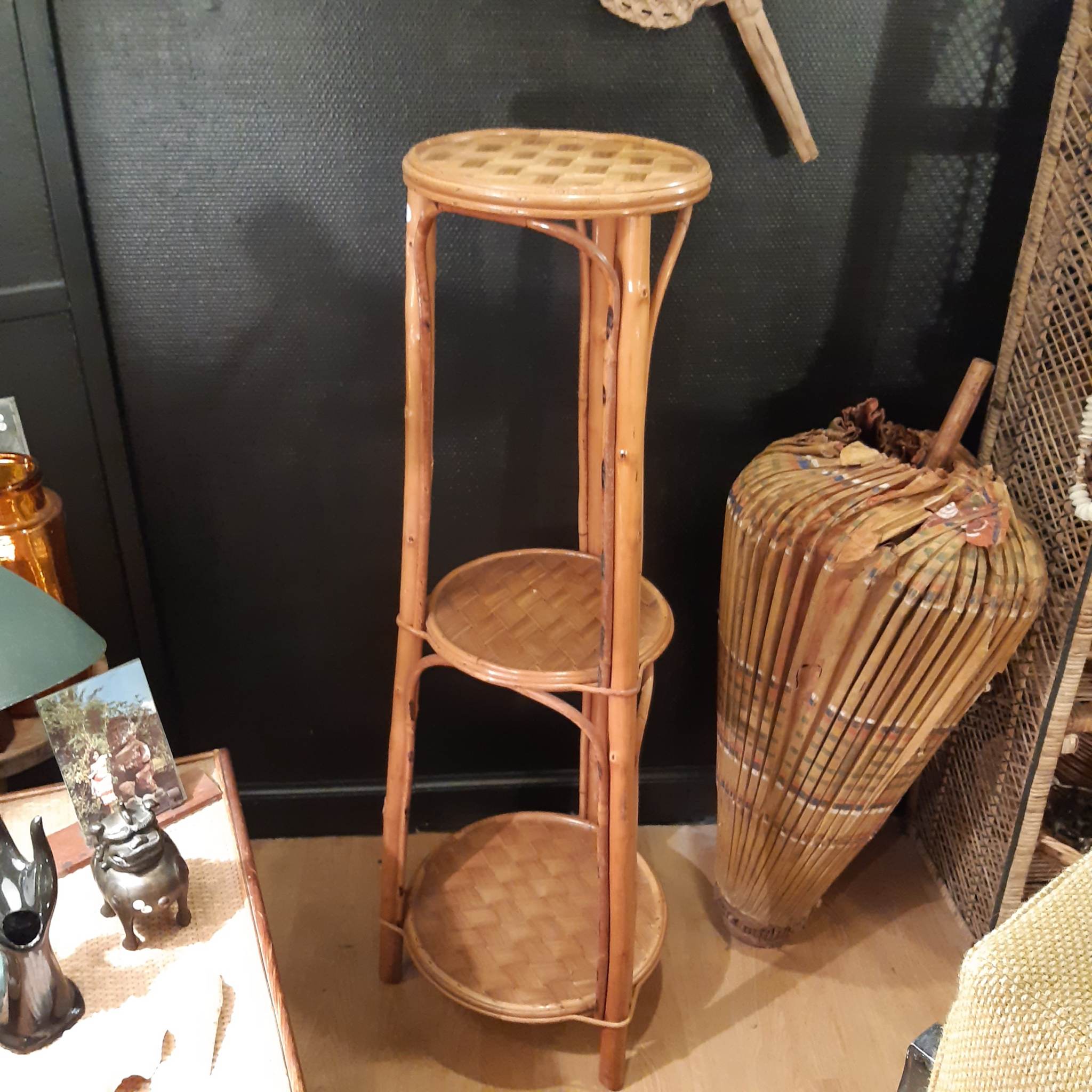 Rattan side table