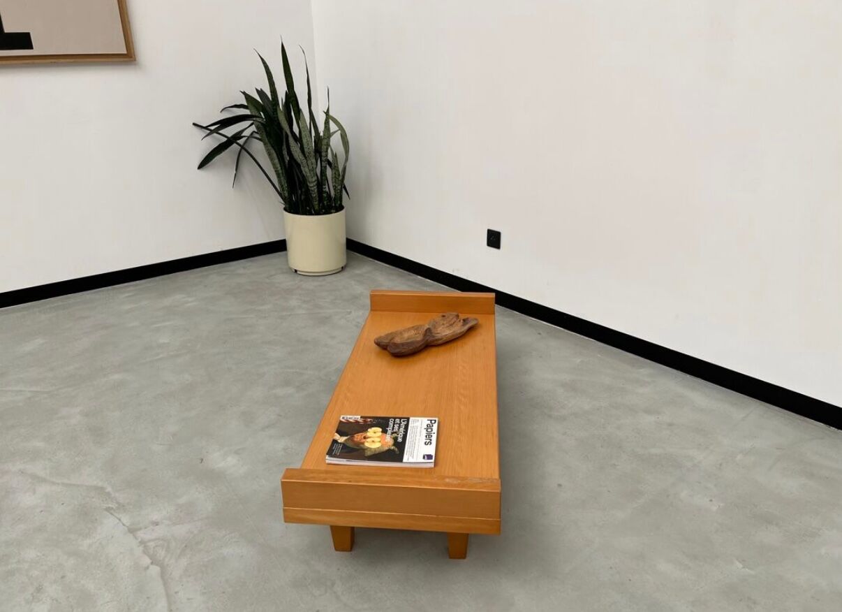 Modernist 1980s oak veneer coffee table