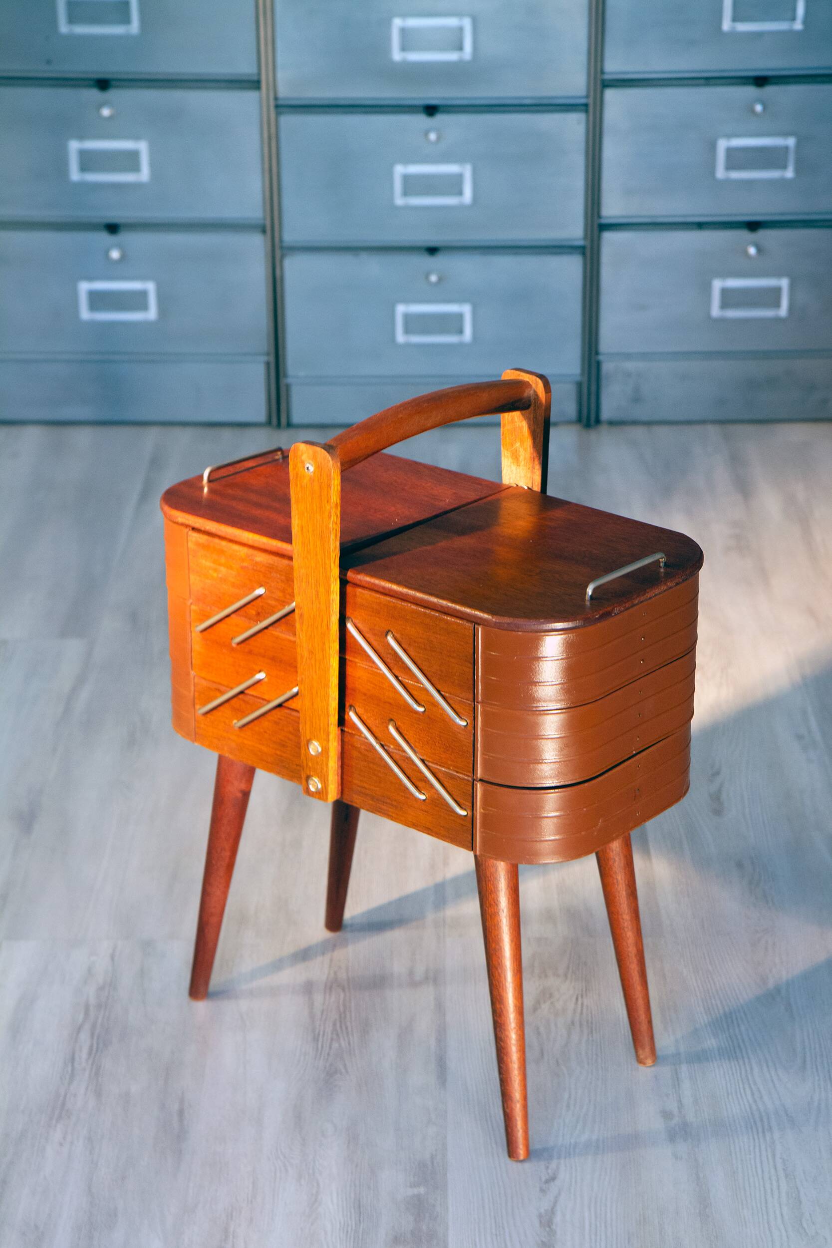 Worker, 1950s work box, teak and bakelite