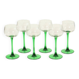 Set of 6 Vintage Luminarc Vins Moselle Wine Glasses Green