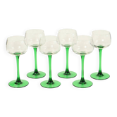 Set of 6 Vintage Luminarc Vins Moselle Wine Glasses Green