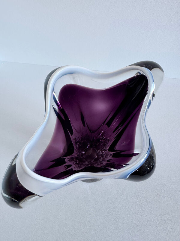 Vase en verre Murano fait main vintage de style mid-century moderne