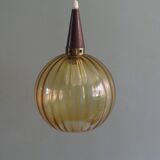 Hanging lamp, Scandinavian of the 1970s, teak and glass
