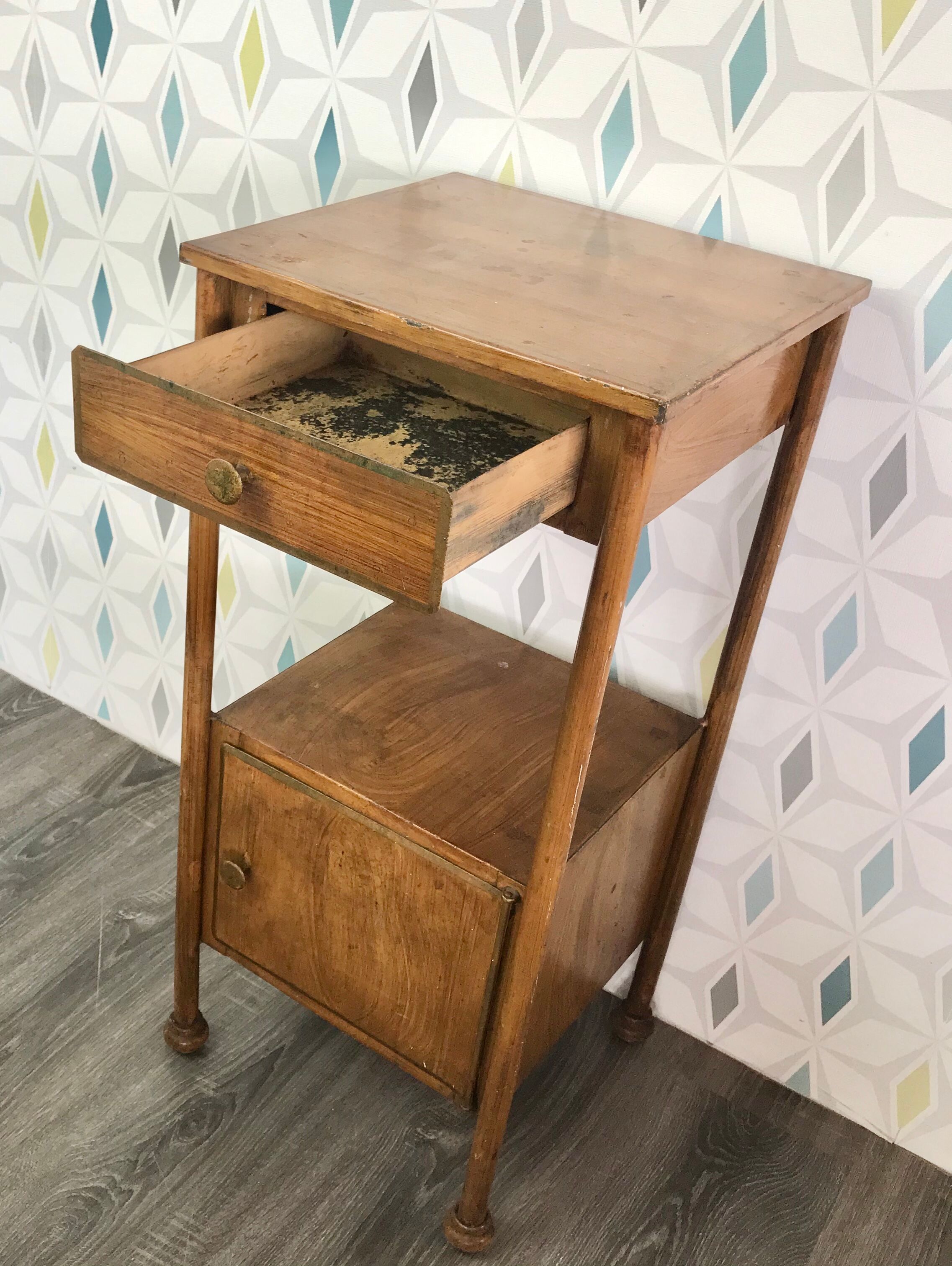 Painted metal bedside table