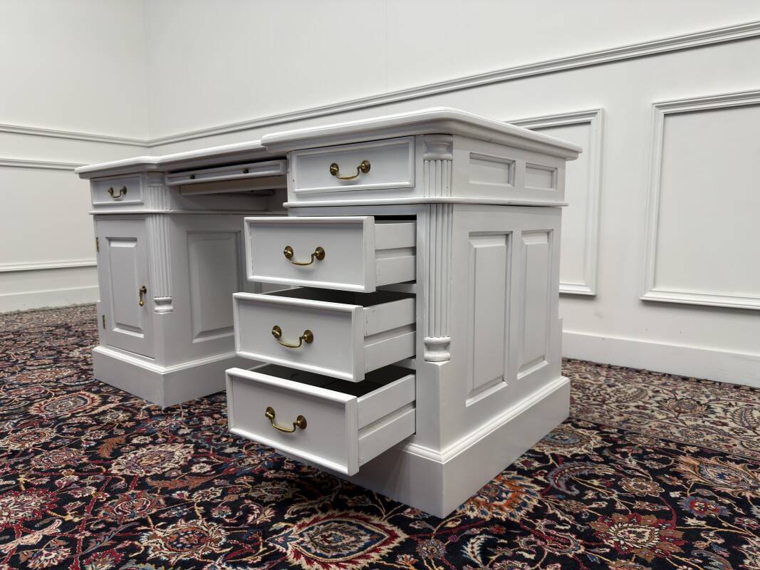 Classic English White Chesterfield Desk