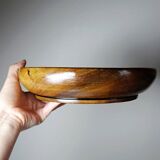 Teak or acacia wood bowl, vintage craftsmanship from the 70s-2000s