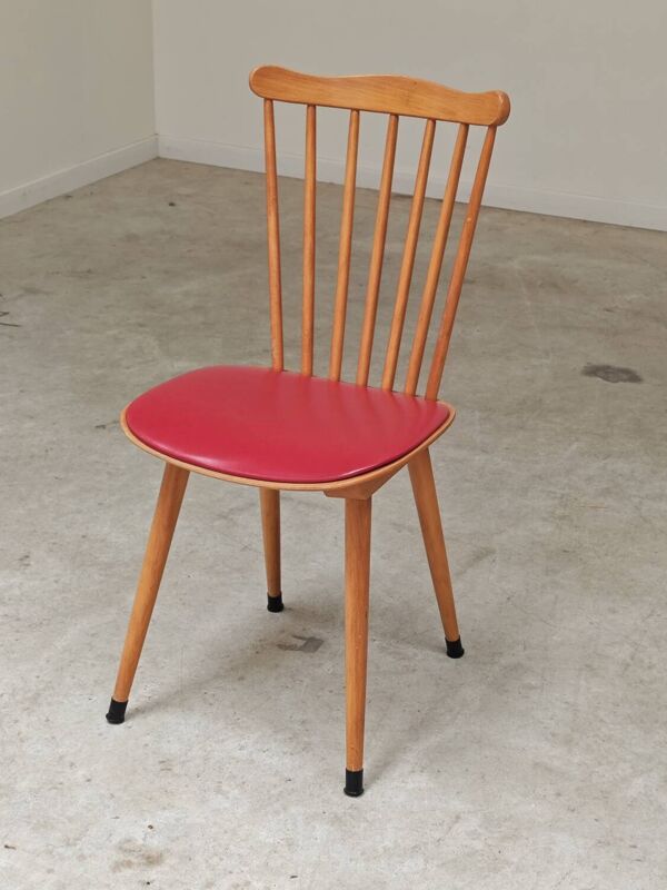 Chaise Baumann Menuet skai rouge 1960