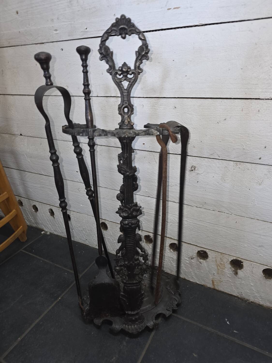Antique cast iron fireplace set